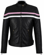 Twin Mirage — Women's Reversible Genuine Leather Motorcycle Jacket — 2 Looks in 1