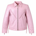 Baby Pink Lambskin Motorcycle Jacket – Laced Waist