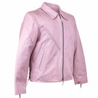 Baby Pink Lambskin Motorcycle Jacket – Laced Waist
