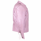 Baby Pink Lambskin Motorcycle Jacket – Laced Waist