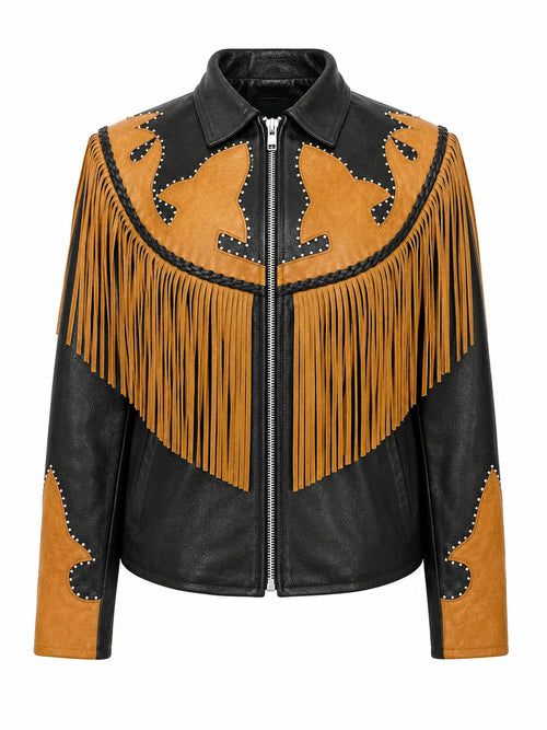 Sierra Rose Women’s Western Fringe Cowhide Jacket