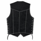 Men’s Leather &amp; Suede Biker Vest – Laced Sides