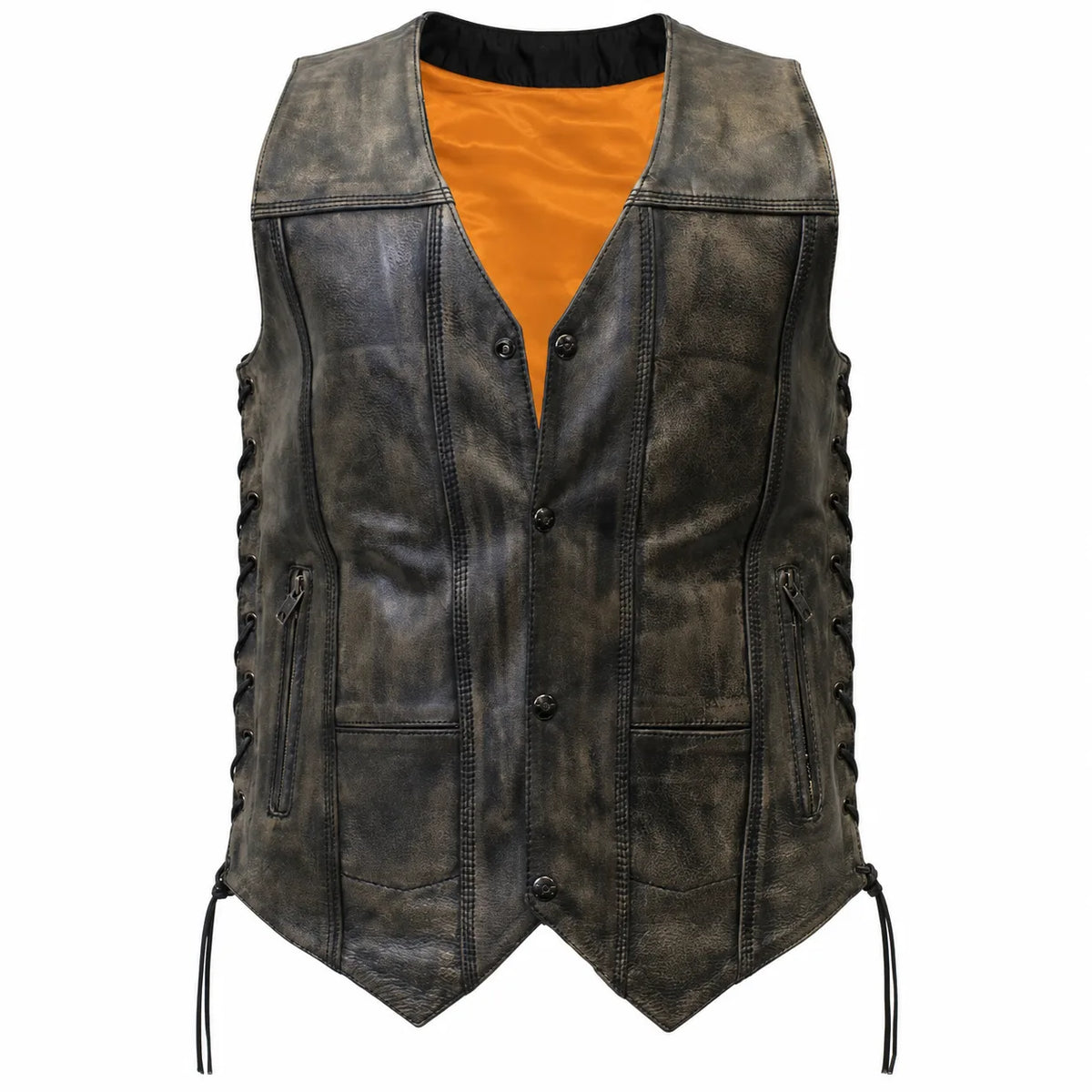 The Rustler 1.5mm Distressed Cowhide CCW Motorcycle Vest