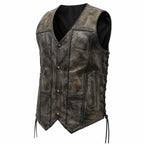 The Rustler 1.5mm Distressed Cowhide CCW Motorcycle Vest