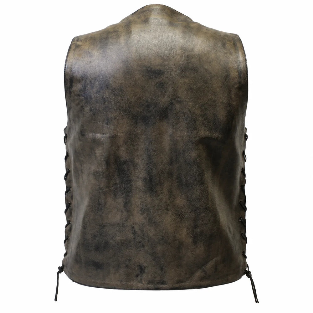 The Rustler 1.5mm Distressed Cowhide CCW Motorcycle Vest