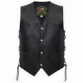 Blank Canvas Vest — Men's Plain Cowhide Leather Biker Vest