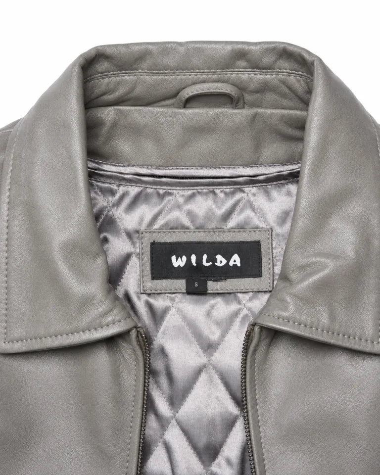 Women’s Grey Lambskin Leather Jacket – Soft &amp; Lightweight