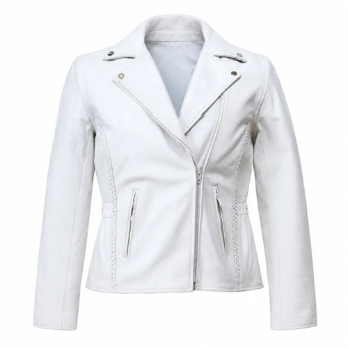 White Naked Leather Motorcycle Biker Jacket