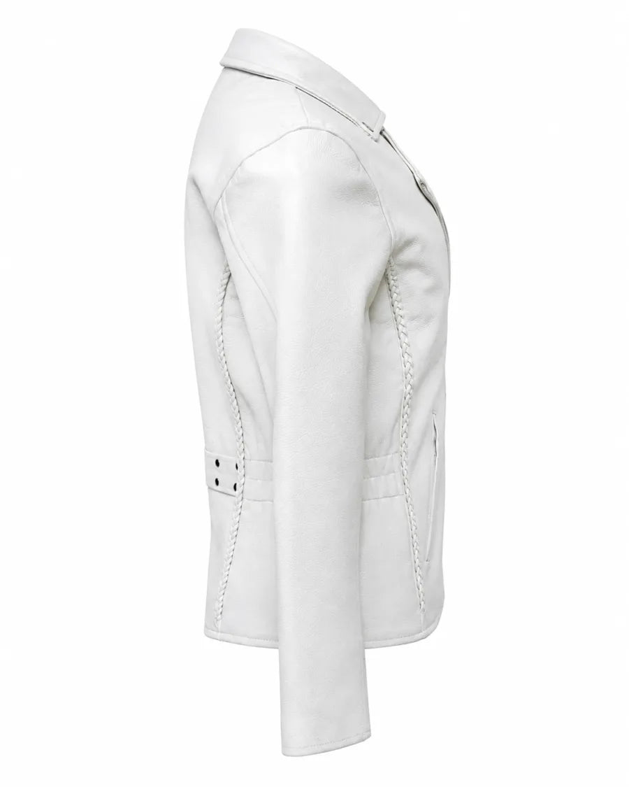 White Naked Leather Motorcycle Biker Jacket