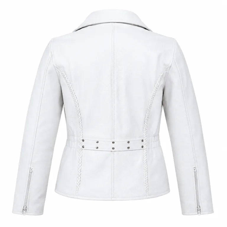 White Naked Leather Motorcycle Biker Jacket