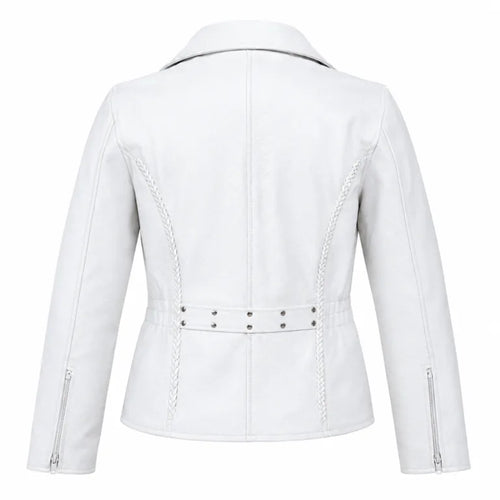 White Naked Leather Motorcycle Biker Jacket