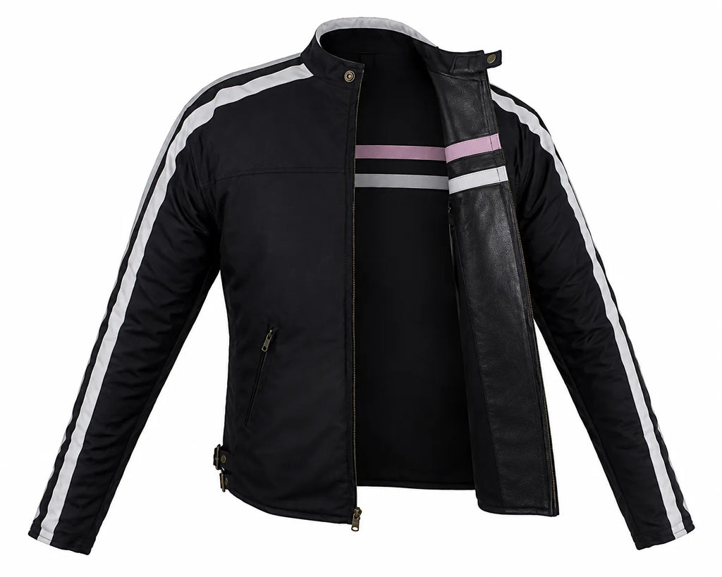 Twin Mirage — Women's Reversible Genuine Leather Motorcycle Jacket — 2 Looks in 1