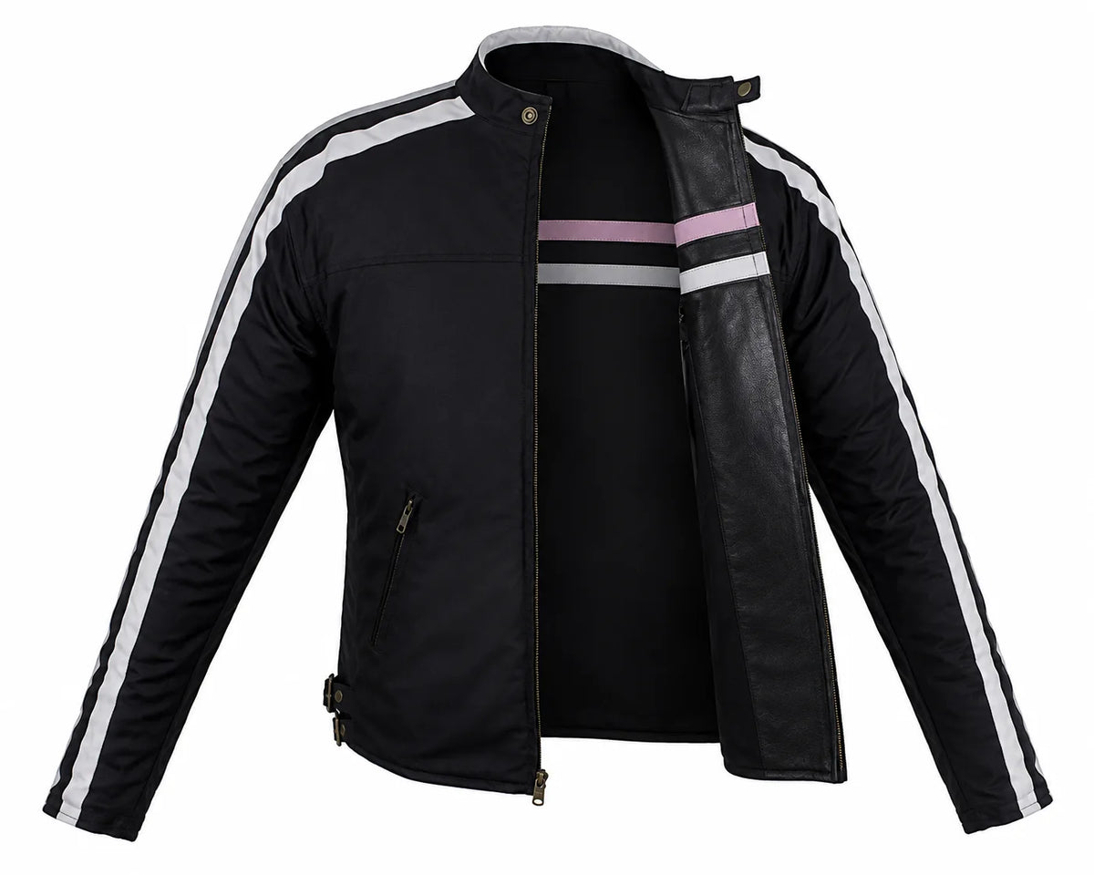 Twin Mirage — Women's Reversible Genuine Leather Motorcycle Jacket — 2 Looks in 1