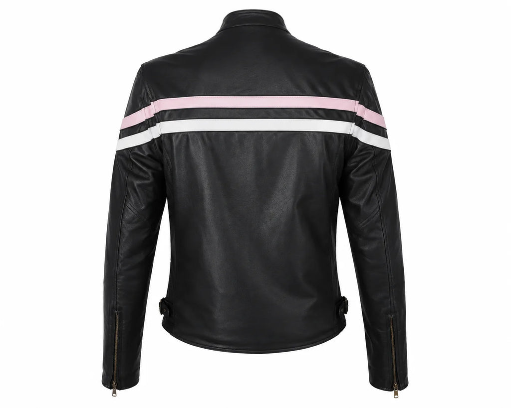 Twin Mirage — Women's Reversible Genuine Leather Motorcycle Jacket — 2 Looks in 1