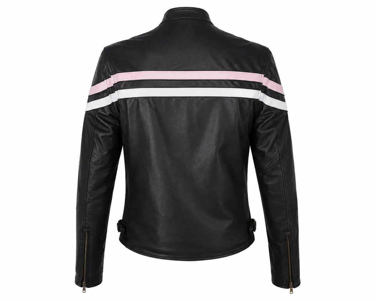 Twin Mirage — Women's Reversible Genuine Leather Motorcycle Jacket — 2 Looks in 1