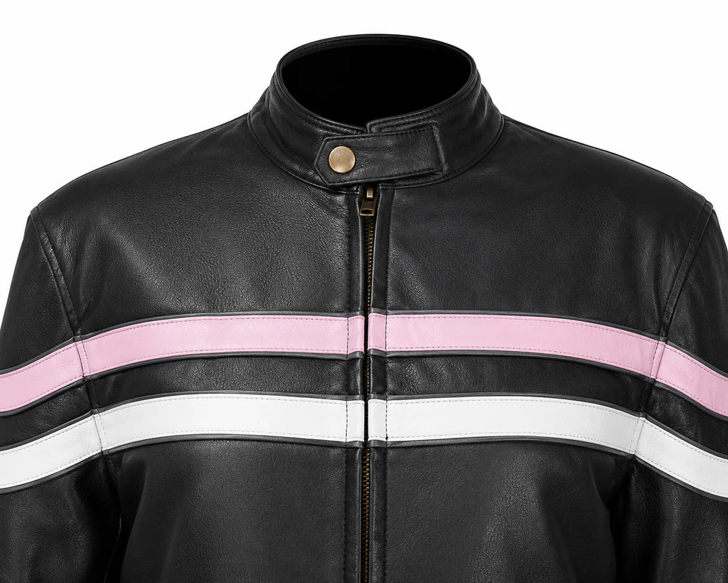 Twin Mirage — Women's Reversible Genuine Leather Motorcycle Jacket — 2 Looks in 1