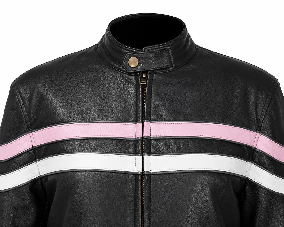 Twin Mirage — Women's Reversible Genuine Leather Motorcycle Jacket — 2 Looks in 1
