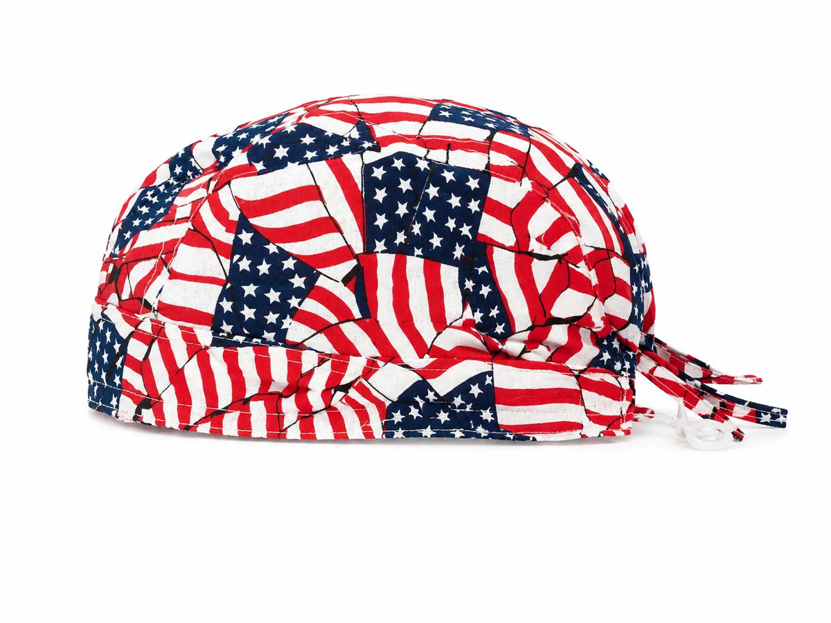 American Flag Print Bandana Cap – USA Biker Skull Cap Doo Rag