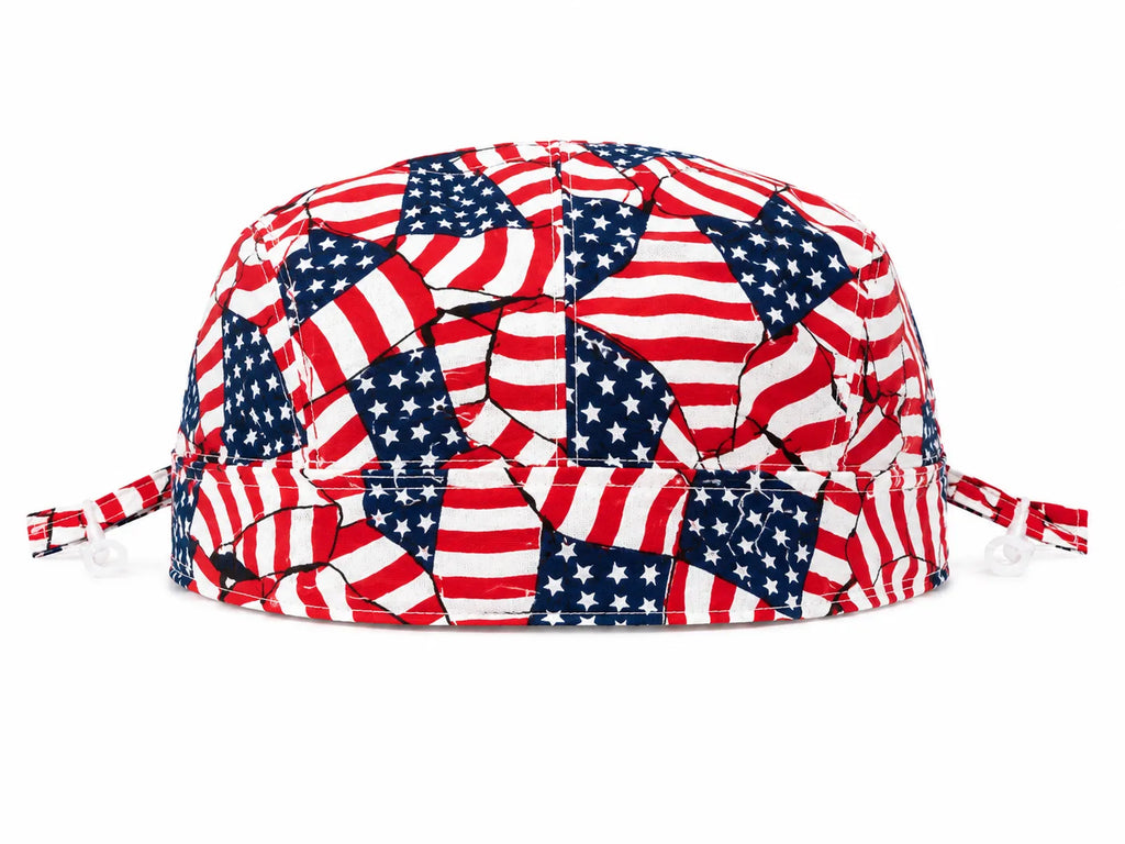 All-over American flag collage print pre-tied bandana skull cap – view 6
