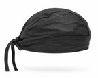 Plain black leather pre-tied biker bandana skull cap – view 3