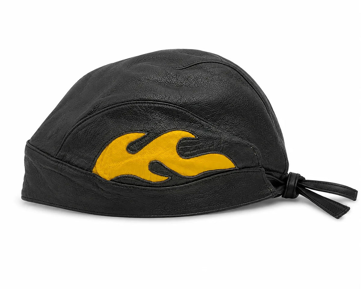 YELLOW FLAME LEATHER BANDANA