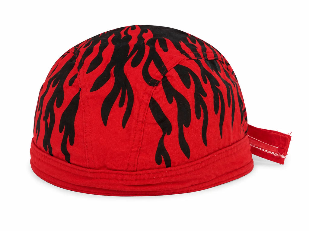 Red Flame Bandana Cap – Biker Skull Cap Doo Rag