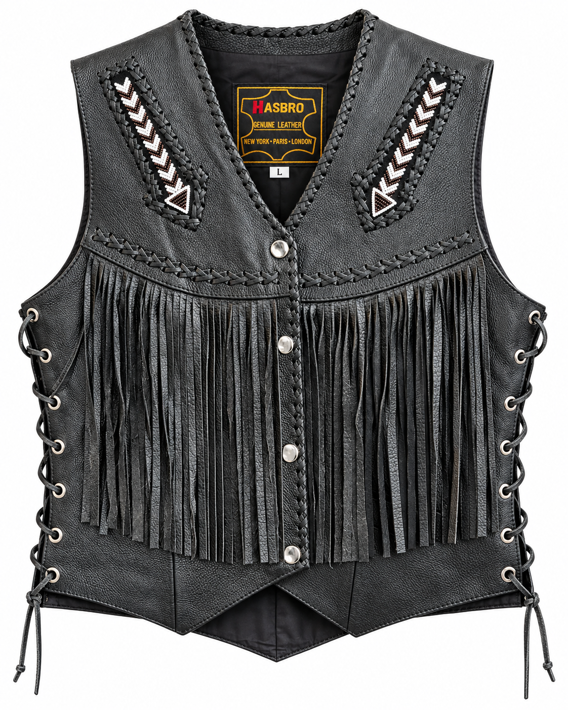 Women's beaded vest with fringe