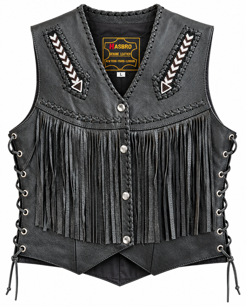 Women's beaded vest with fringe