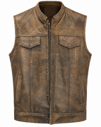 Brown Distressed Club Vest