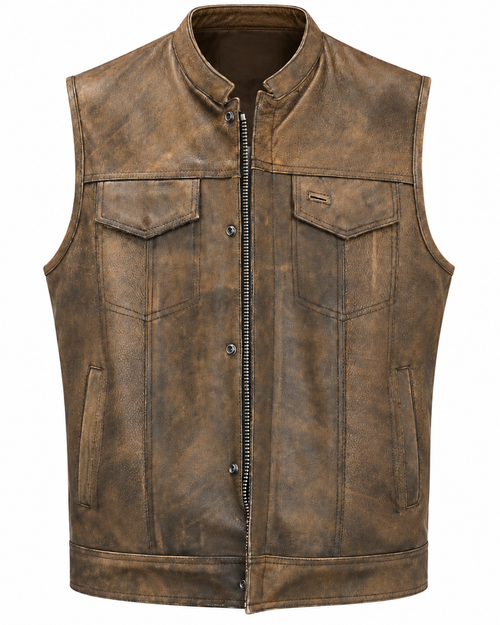 Brown Distressed Club Vest