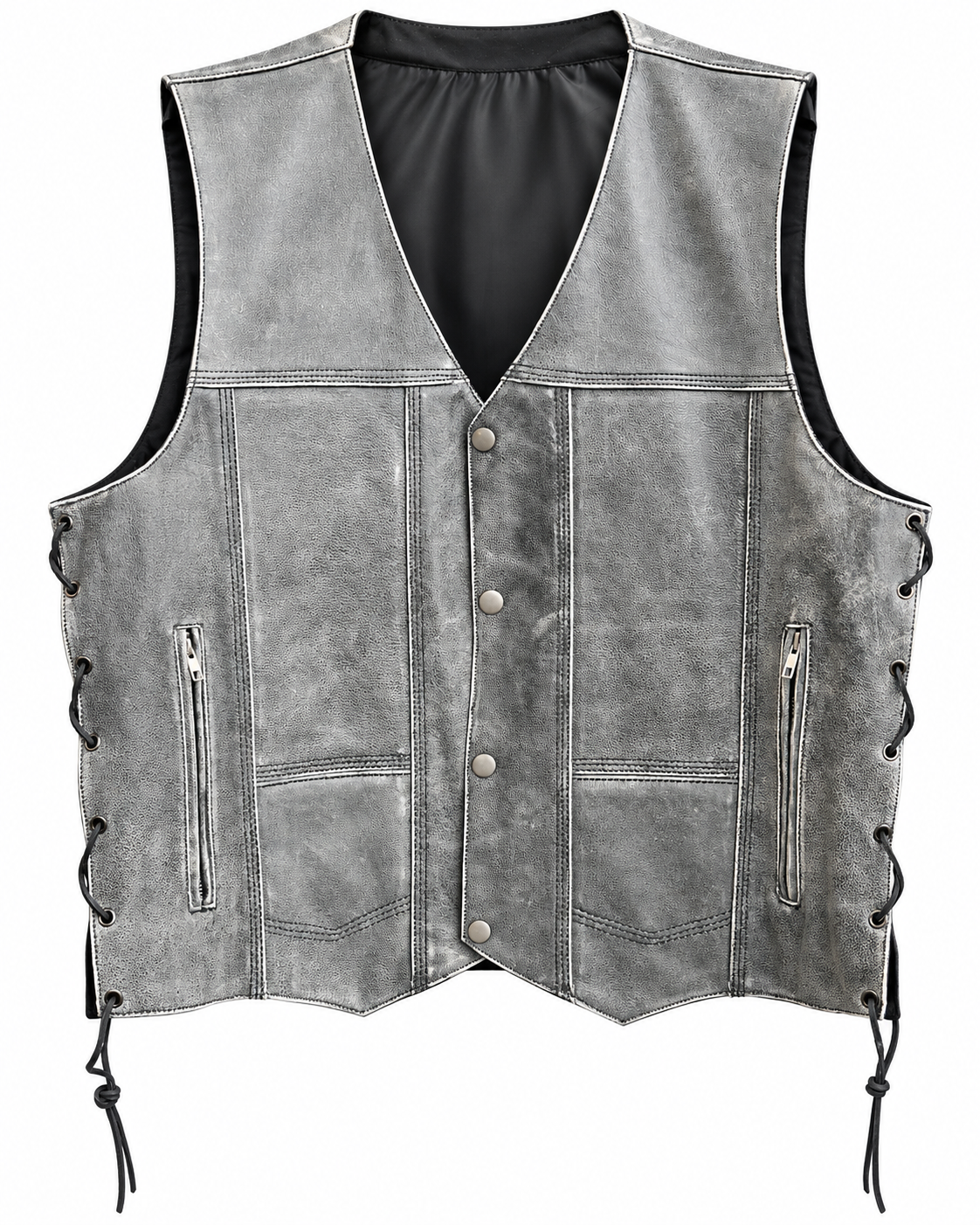 Grey Western side braid men's vest
