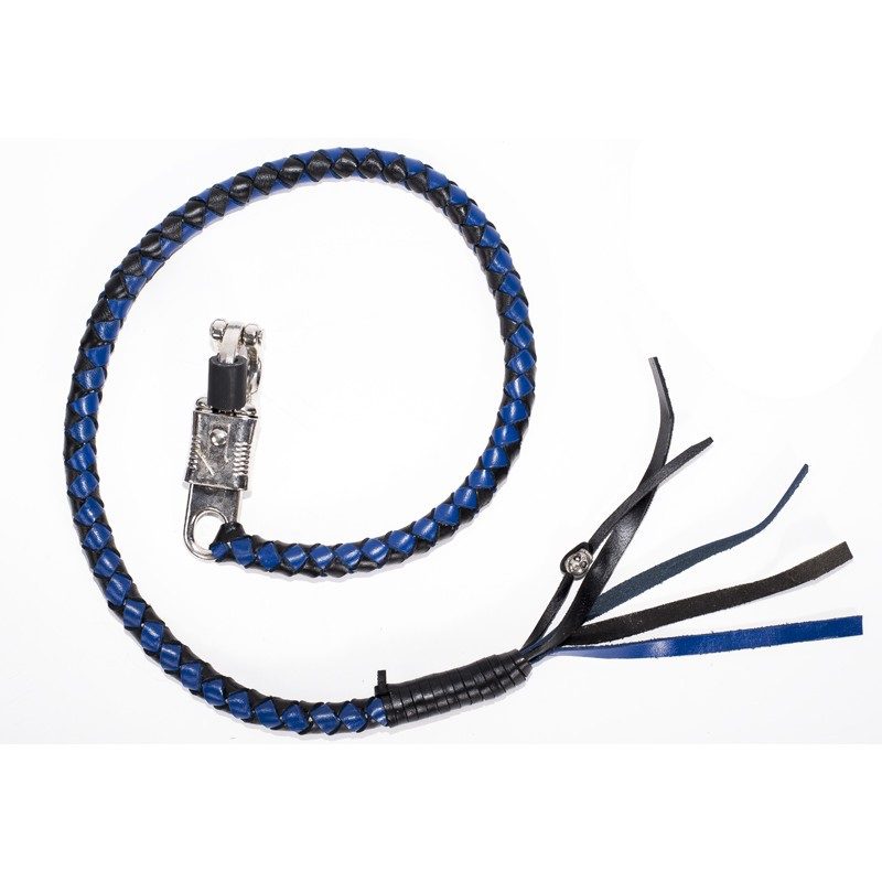 Black & Blue 24-Inch Braided Leather Motorcycle Get Back Whip