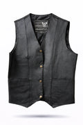 True Grit — Women's Classic Black Leather Club Vest