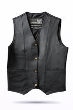 True Grit — Women's Classic Black Leather Club Vest