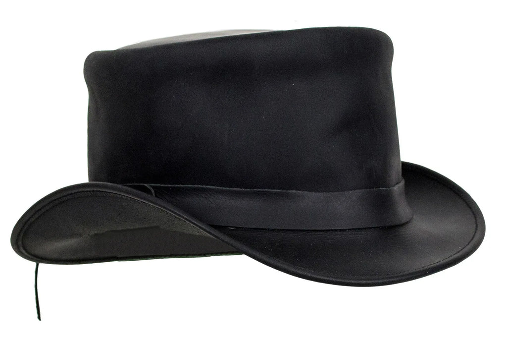 Black Leather Deadman’s Top Hat — Hats, Hasbro Leather