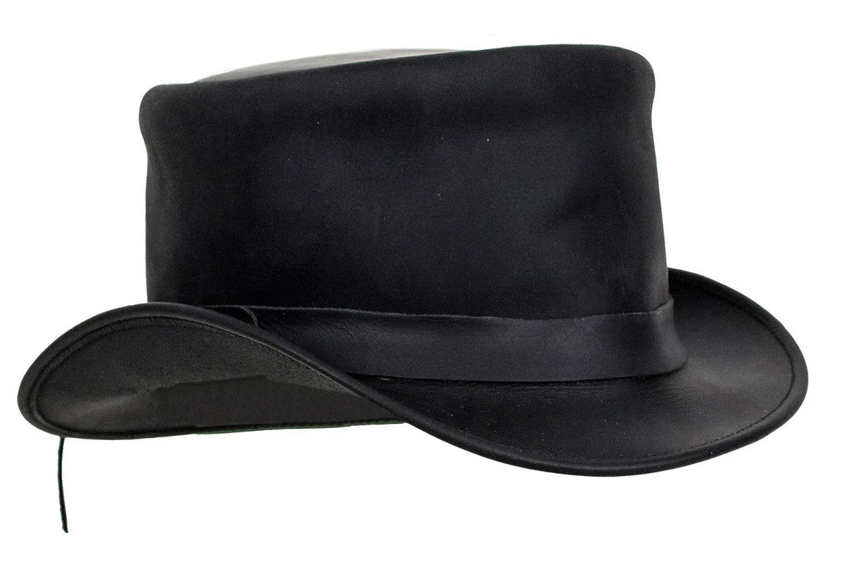 Deadman's Crown Black Naked Cowhide Leather Top Hat