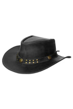 Dream Apparel Men’s Black Leather Cowboy Hat – Crackle-Finish Western Studded — alternate view 3, Hasbro Leather