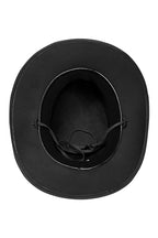 Dream Apparel Men’s Black Leather Cowboy Hat – Crackle-Finish Western Studded — alternate view 2, Hasbro Leather