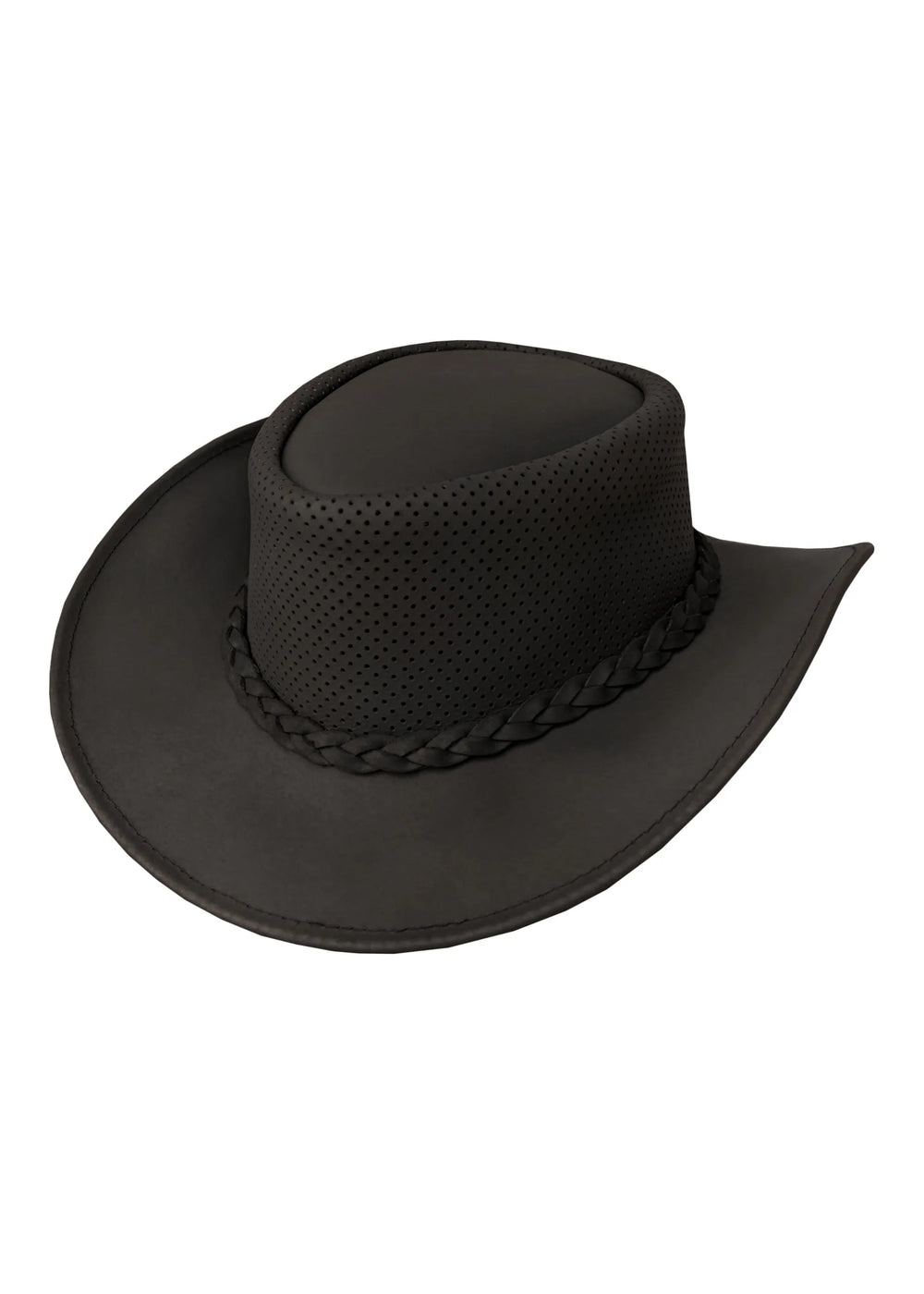 Dream Apparel Leather Cowboy Western Chocolate Brown Hat – Steampunk Wide Brim — alternate view 2, Hasbro Leather