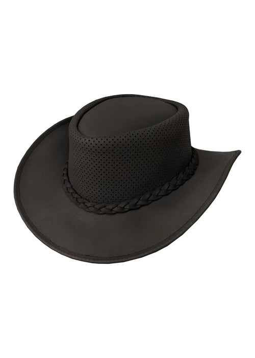 Dream Apparel Leather Cowboy Western Chocolate Brown Hat – Steampunk Wide Brim — alternate view 2, Hasbro Leather