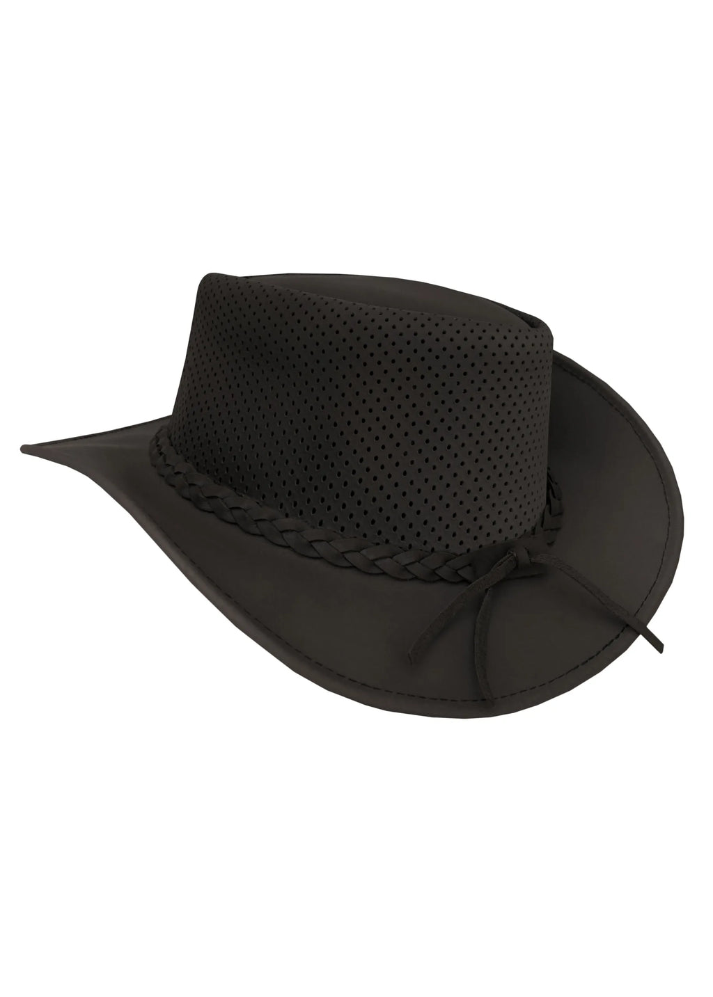 Dream Apparel Leather Cowboy Western Chocolate Brown Hat – Steampunk Wide Brim — alternate view 4, Hasbro Leather