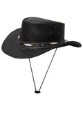 Dream Apparel Men’s Black Premium Leather Western Cowboy Hat — Hats, Hasbro Leather