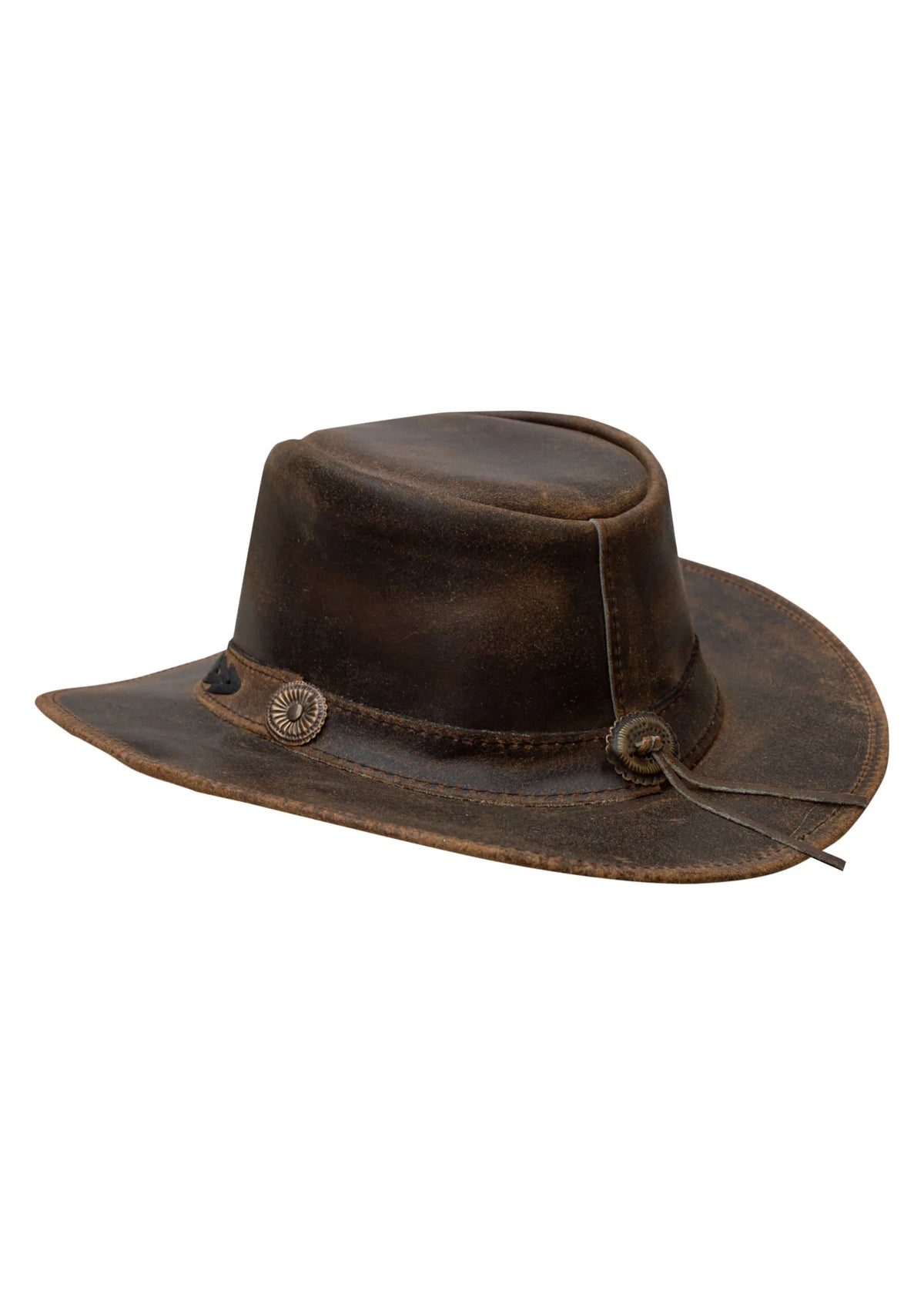 Dream Apparel Men’s Brown Premium Leather Western Cowboy Hat — alternate view 3, Hasbro Leather
