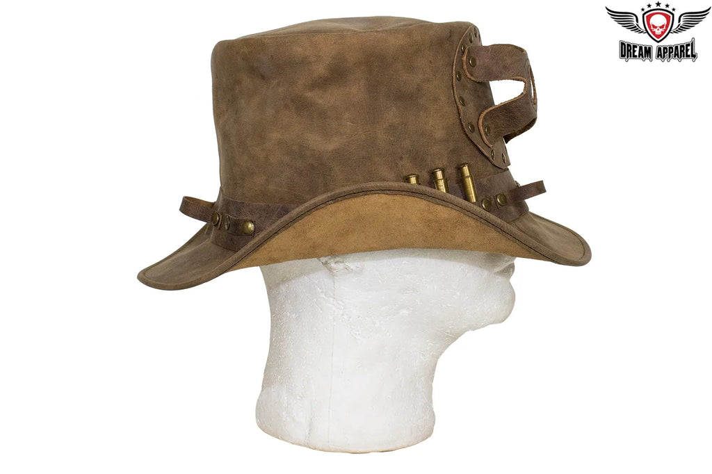 Brown Leather Deadman Top Hat — alternate view 6, Hasbro Leather