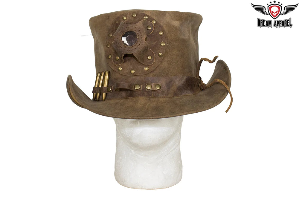 Brown Leather Deadman Top Hat — Hats, Hasbro Leather