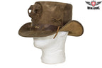 Brown Leather Deadman Top Hat — alternate view 2, Hasbro Leather