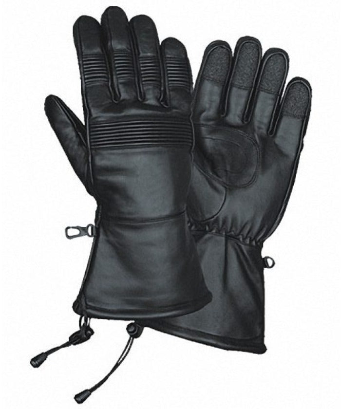 Men's Leather Motorcycle Gauntlet Gloves HI294