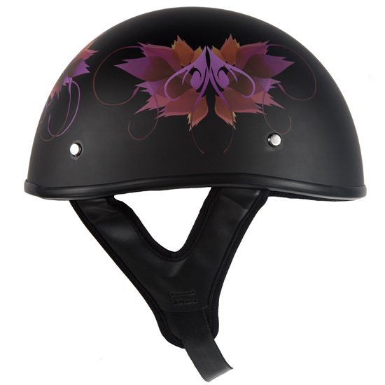 Women’s DOT Approved Low Profile Flat Black Helmet With Fairy & Flowers — alternate view 2, Hasbro Leather