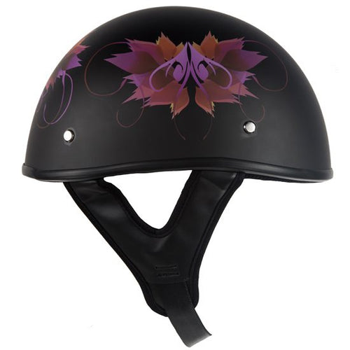 Women’s DOT Approved Low Profile Flat Black Helmet With Fairy & Flowers — alternate view 2, Hasbro Leather