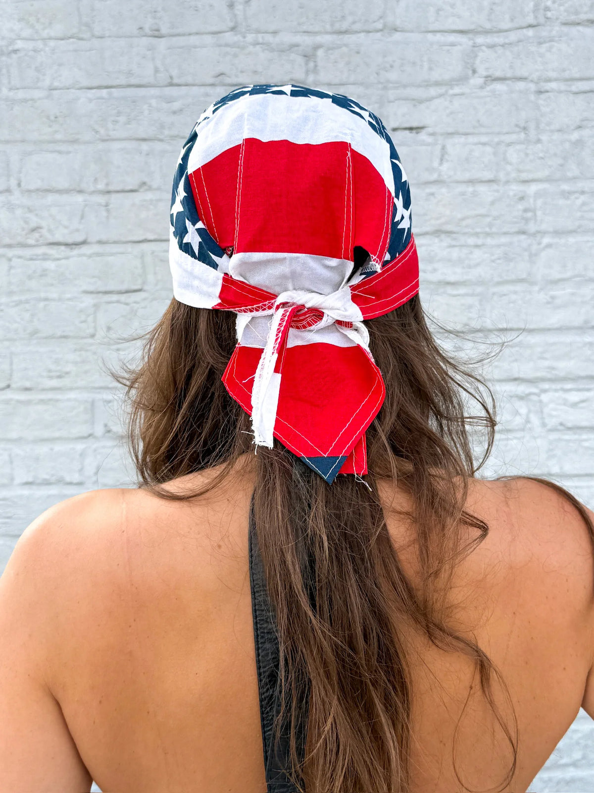 American flag stars and stripes pre-tied bandana skull cap – view 4